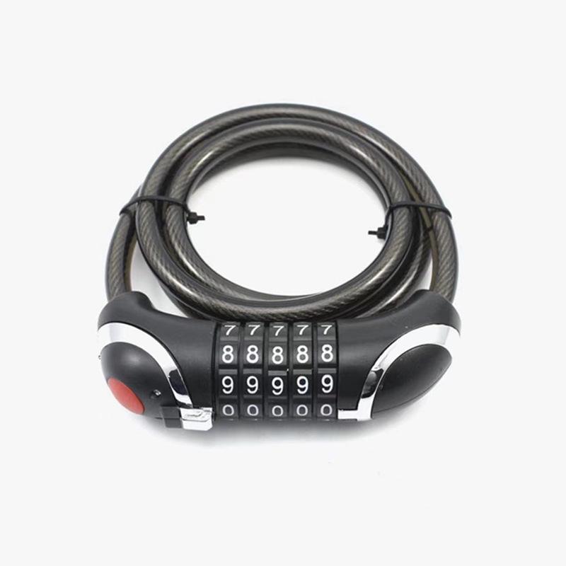 Universal Bike Lock: Anti-Theft Password Lock for Mountain Bikes & E-Bikes, Leather Ring, Portable Thick Cable Lock, Durable & Secure.