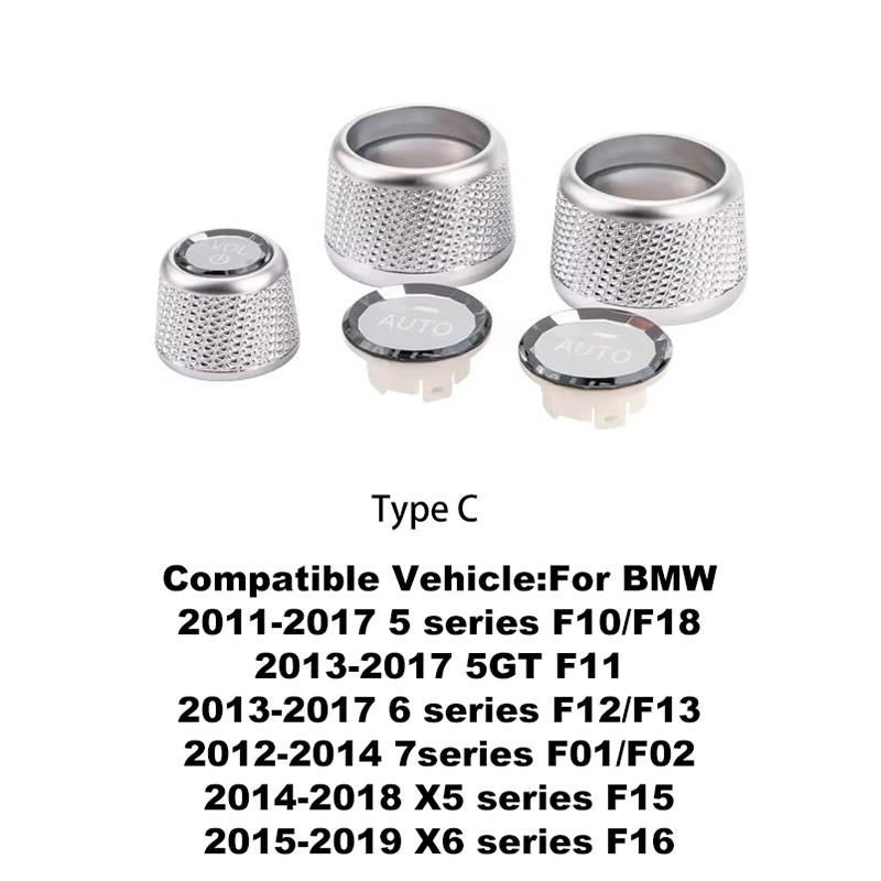 Premium Crystal Volume & AC Knob Covers for BMW F30 F10 F25 F15 F02 G30 G01 G02 Interior Air Conditioning Control Knob Button