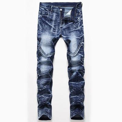 2024 European And American Stretch Tricolor Jeans Men'S Straight Leg Washed And Ground White Men'S Pants