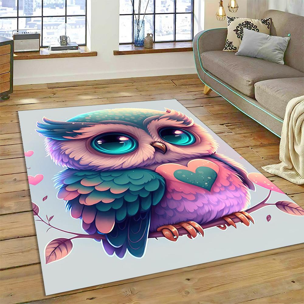 Owl Carpet Large Rug Cartoon Birds for Home Living Room Bedroom Sofa Doormat Decor Kids Play Area Rugs Carpet Non-slip Floor Mat