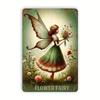 Vintage Flower Fairy Metal Tin Sign - Nostalgic Garden Fairy Wall Decor - Retro Engraved Foil Art - For Living Room, Bedroom