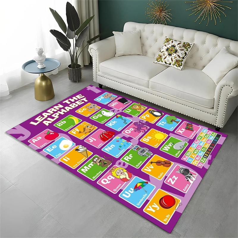 Cartoon Alphabet Animal Carpet For Early Education Classroom Playroom Decor Children Crawling Area Rug Non-slip Bath Floor Mat