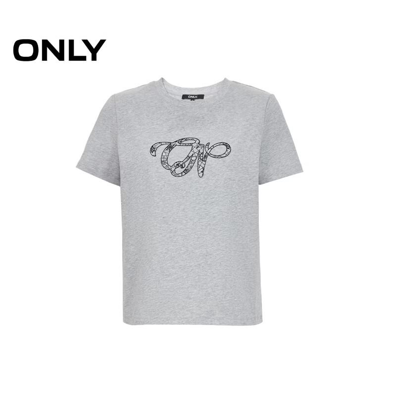 ONLY Women's Embroidered Round Neck Cotton T-Shirt