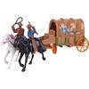 Western Figures Horse Carriage Model Playset Plastic West Figurines Riding Horse Action Figure Educational Toys Table Decoration for Boys Girls Kids