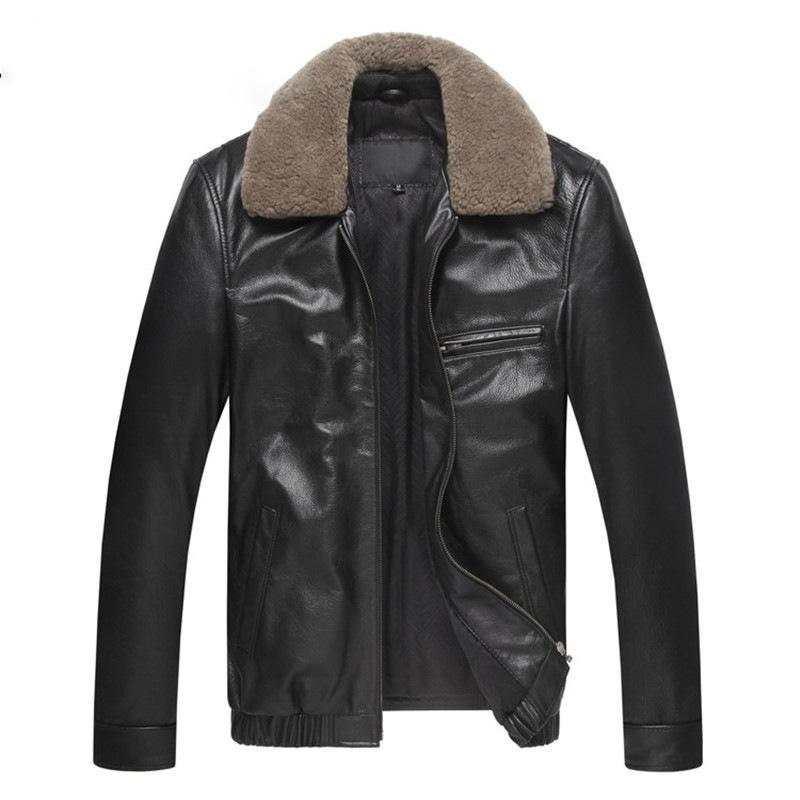 

Plus Size Men s PU Leather Jacket Lapel Jacket XXXXL чёрный
