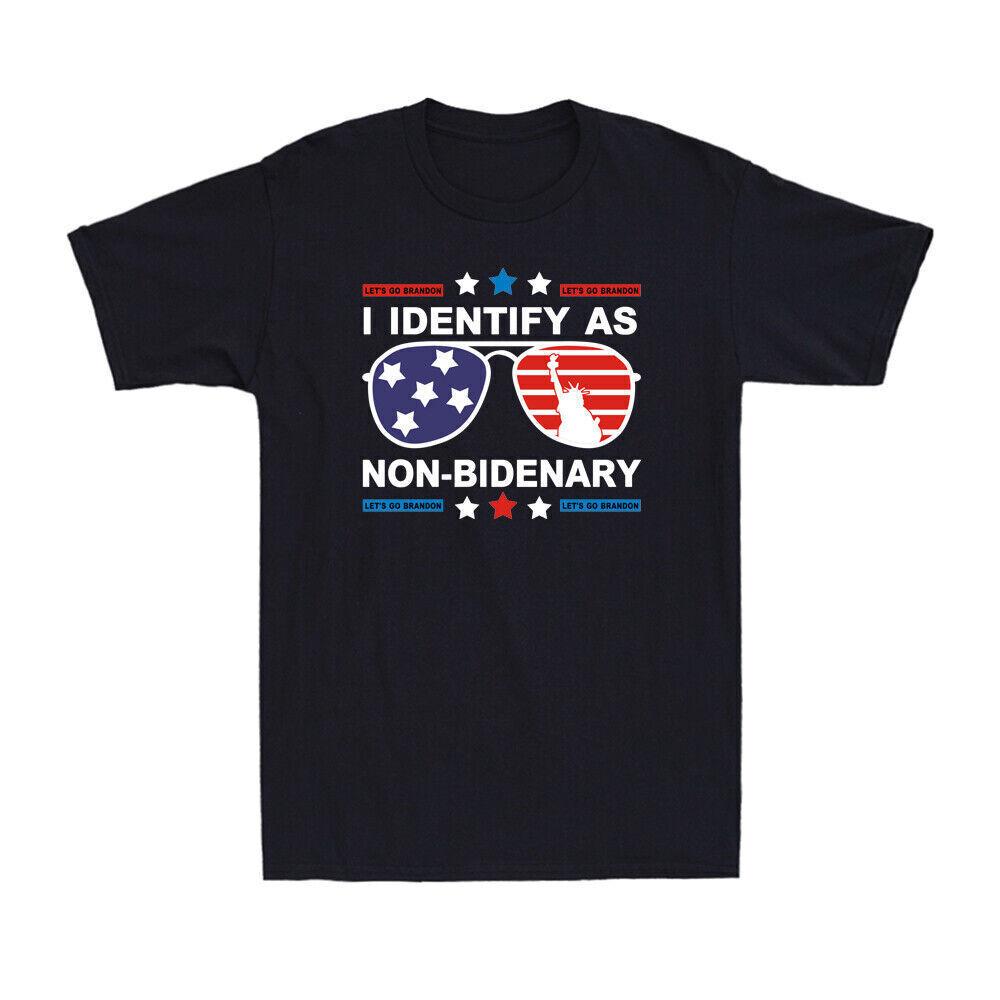 I Identify As Non-Bidenary Funny American Flag Sunglasses Graphic Men s T-Shirt S разноцветный