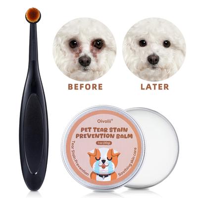 Pet Tear Stain Remover Balm With Brush Gentle Eye Cleaner For Dogs Cats Reduce Tear Marks Safe Non-Irritating Pet Eye Care