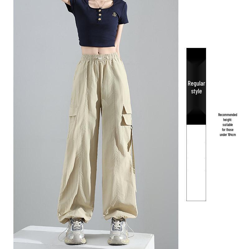 Women's High Waist Purple Parachute Jumpsuit - 2025 Loose Fit, Quick-Dry Ice Silk Hiking Pants