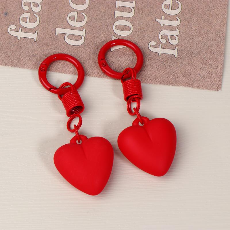 2Pcs Cute Candy Color Heart Keychain Korean Simple Love Keyring Bag Pendant Hanging Decoration Car Key Holder Couple Gifts