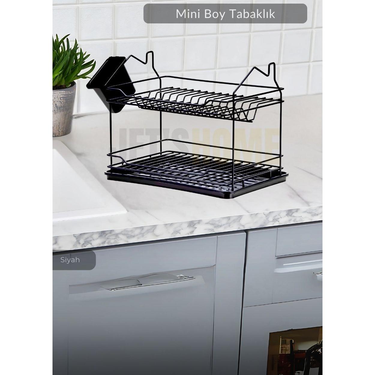

Mini Size Dish Rack Countertop Plate Rack BPA FREE Dish Basket Black 23x33x25