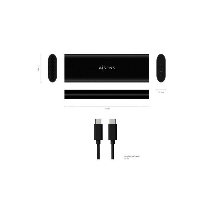 Beskyttelse for Harddisk Aisens ASM2-014B USB Svart USB 3.2 Gen 2 (3.1 Gen 2)