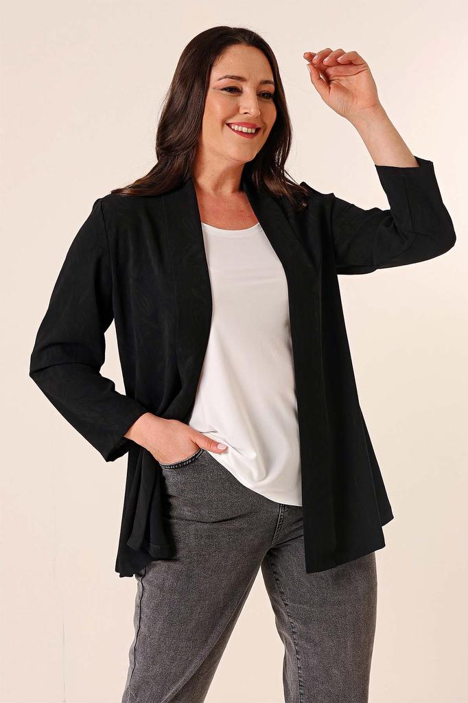 Importowana Krepowa Marynarka z Szalowym Wzorem z Podszewką z Topem Plus Size Zestaw 2-częściowy