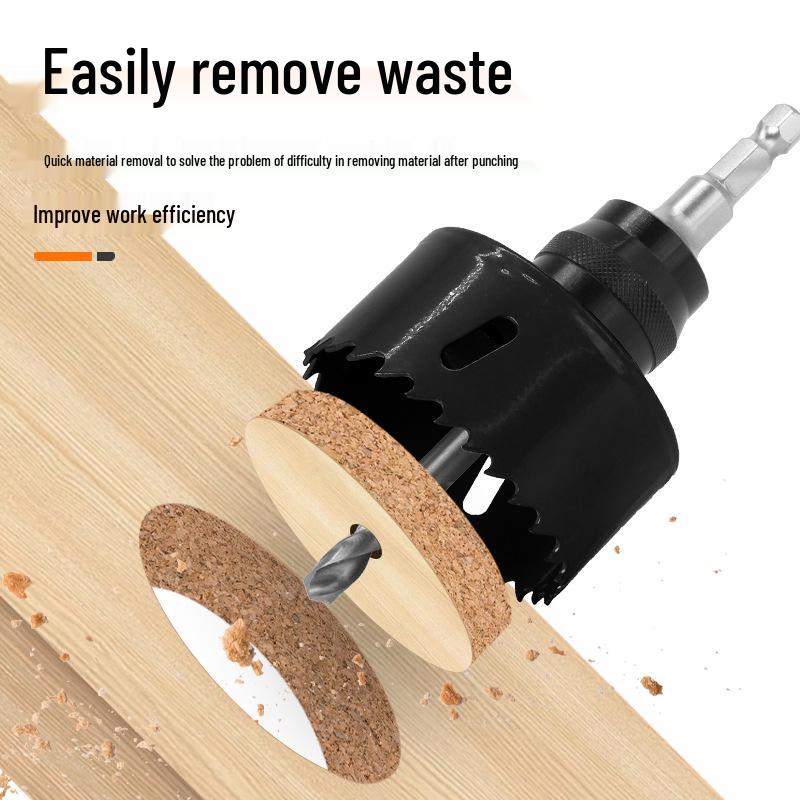 Bimetal Woodworking Hole Saw with Quick Material Removal and Anti-Jamming Extension Rod, Includes Center Drill.
