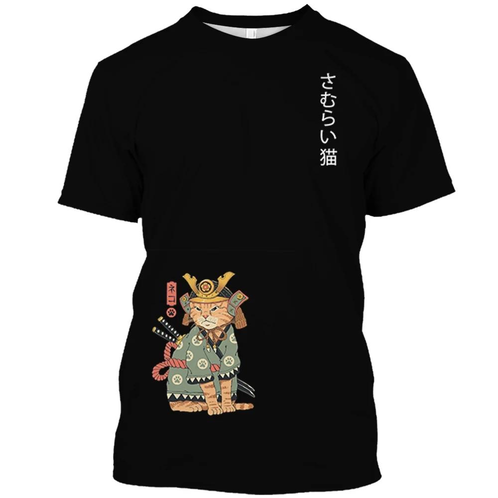 Zwierzęcy nadruk kota męska koszulka Harajuku śliczne luźne topy z krótkim rękawem moda proste t-shirty ponadgabarytowe mężczyźni kobiety odzież unisex