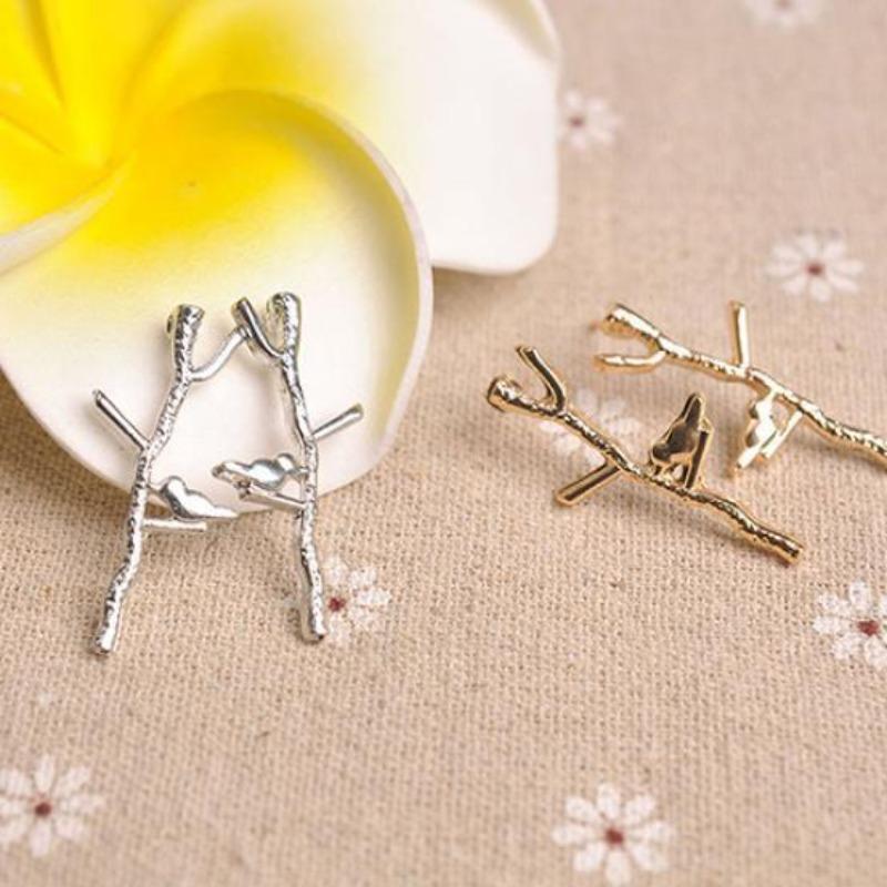 Frauen Mode Vogel Äste Form Ohrringe prägnante Legierung Ohrstecker Schmuck