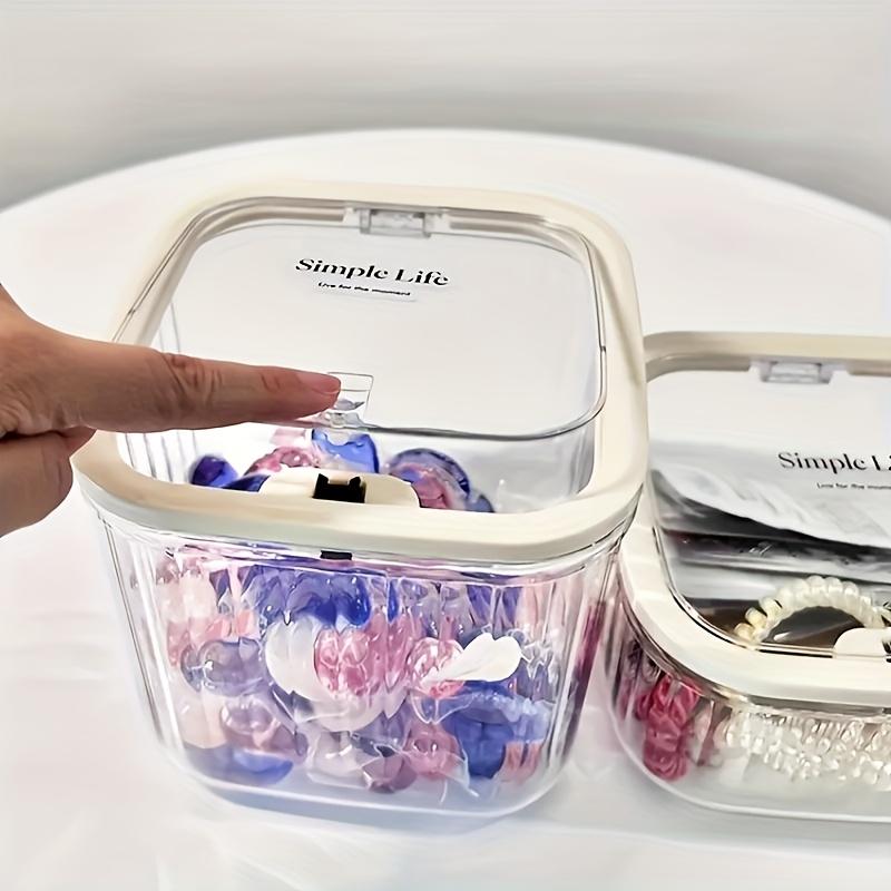 1pc Transparent Mini Storage Box with Easy Pop-Up Lid -Waterproof, Multifunctional Organizer for Laundry Powder, Beads, and Stain Removers