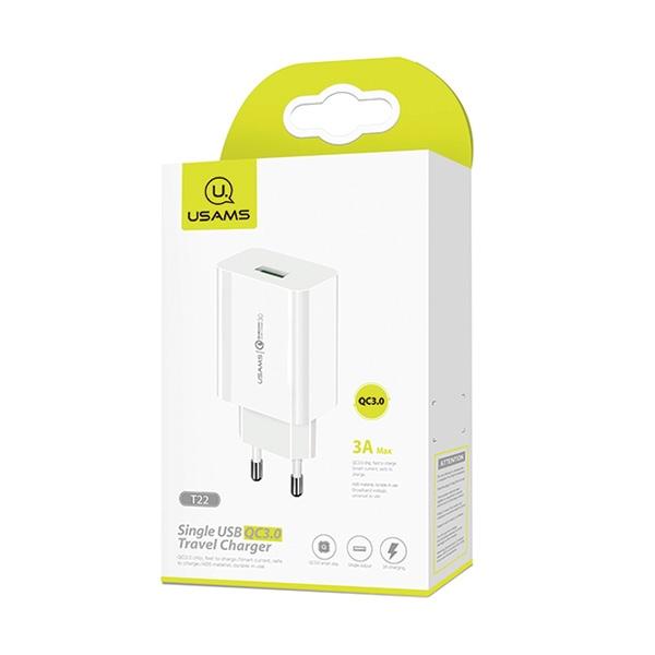 USAMS Land. Network. 1Xusb T22 18W 3A Qc3.0(OnlyHead) Fast Charging White/White Cc83Tc01 (Us-Cc083)