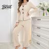Long-sleeve Pajama Set Women's 2 Piece Long-Sleeve Top with Bow And High-end Sleepwear Long Pants Casual Fall Loungewear Pjs Cozy Nightwear