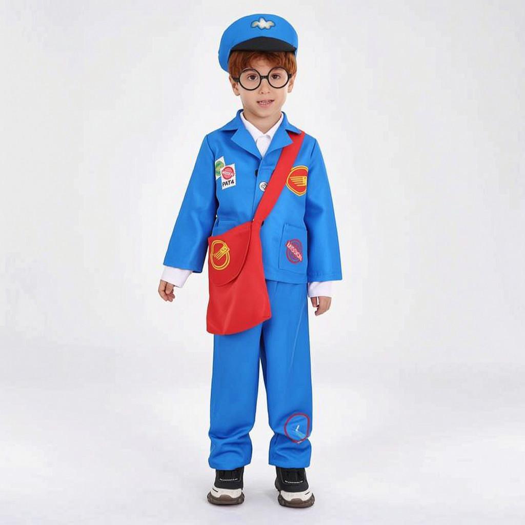 Postal Worker Cosplay Costume For Kids With Soft Polyester Fabric For Halloween And Themed Parties