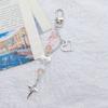 Beaded Wrist Strap Cross Pendant Keyring Hollow Heart Bead Wrist Strap Y2k