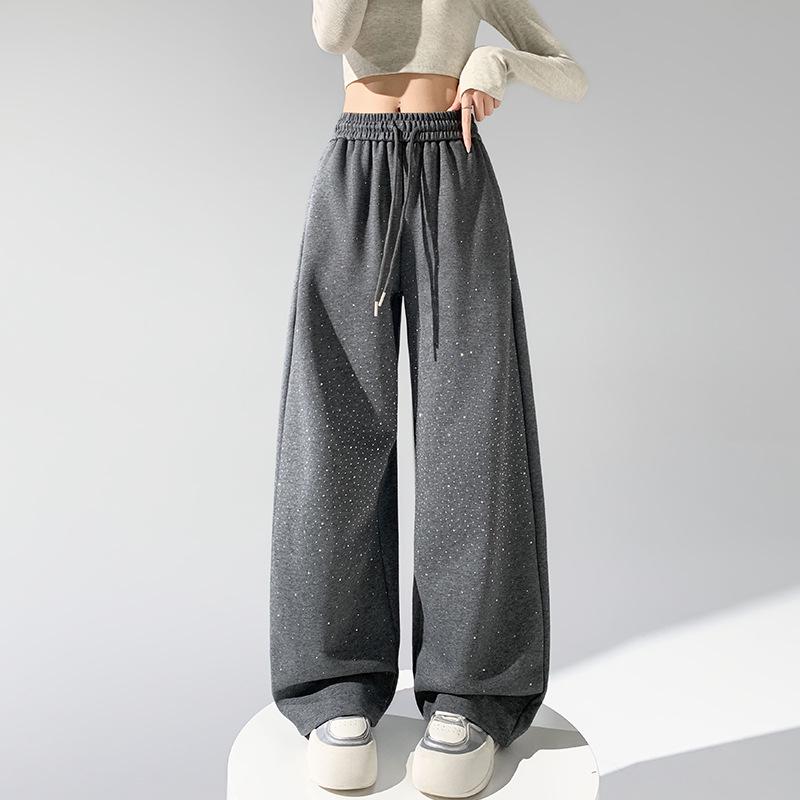 2026 Spring/Summer Women's Starry Sky Wide-Leg Pants with Rhinestones