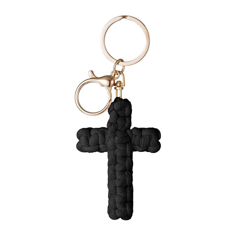 Bohemian Hand-Woven Cross Keychain Pendant Keyring Charm Car Decoration Bag Charm Jewelry Gift