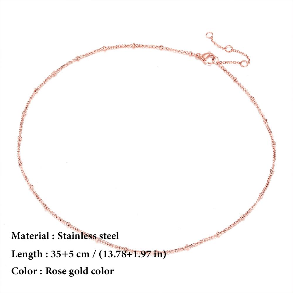 SUNIBI Stainless Steel Chain Necklace for Women Gold Color Thin Choker Bead Chain Necklace Jewelry Wholesale Dropshipping