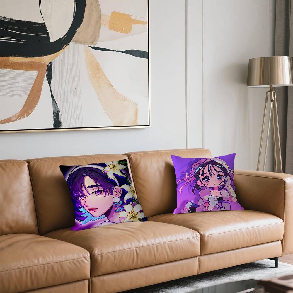 ALIEN STAGE Cartoon Cute Girl Sua Pillow Cover Sofa Cushion Cover Home Room Decoration Children Gift