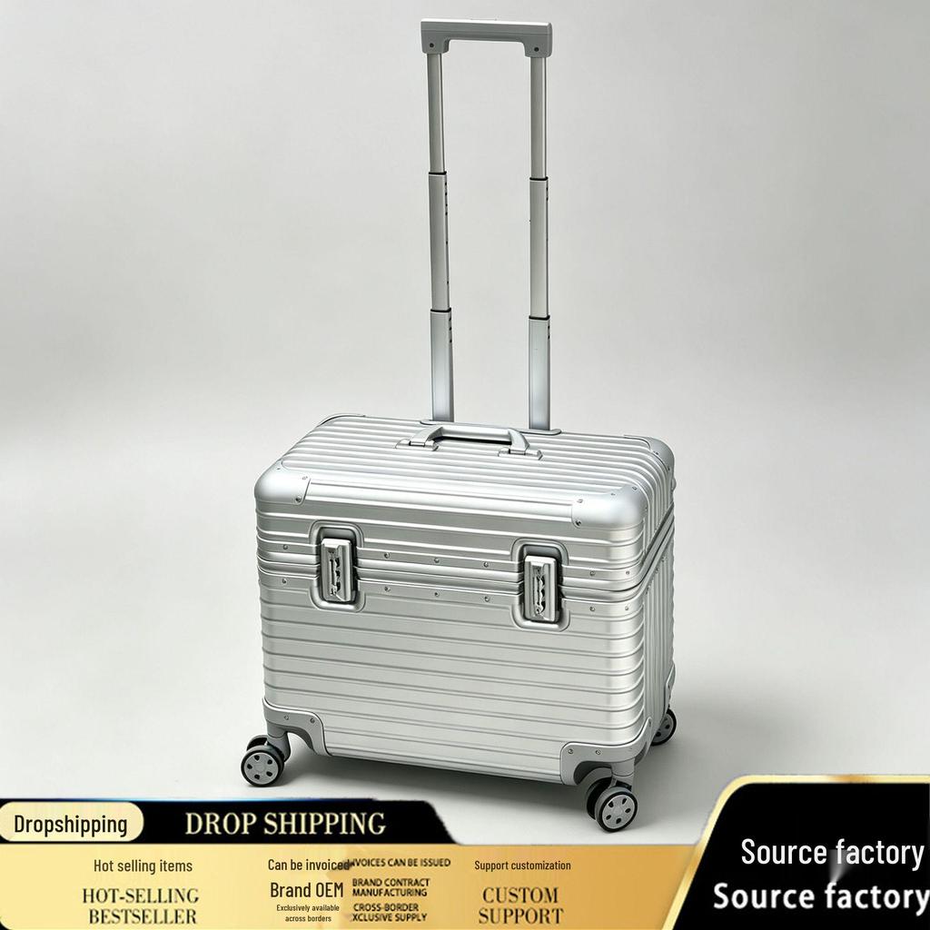 Customizable Aluminum-Magnesium Alloy Travel Trolley Case with Universal Wheels for Men and Women