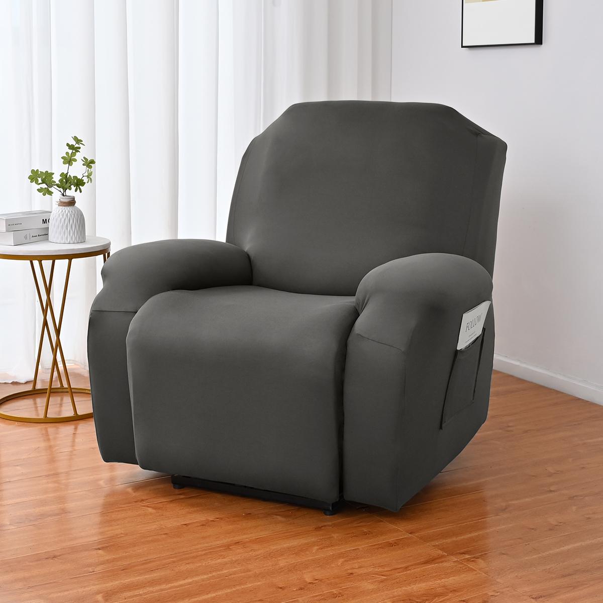 

4pcs/set single ground milk silk solid color elastic single person sofa cover, suitable for el living room sofa protection 1 seater
