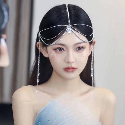 Antik Stil Elf Saç Aksesuarları Çok Katmanlı Püsküllü Kadınlar Kızlar için Başlık Prenses Püsküllü Saç Aksesuarları