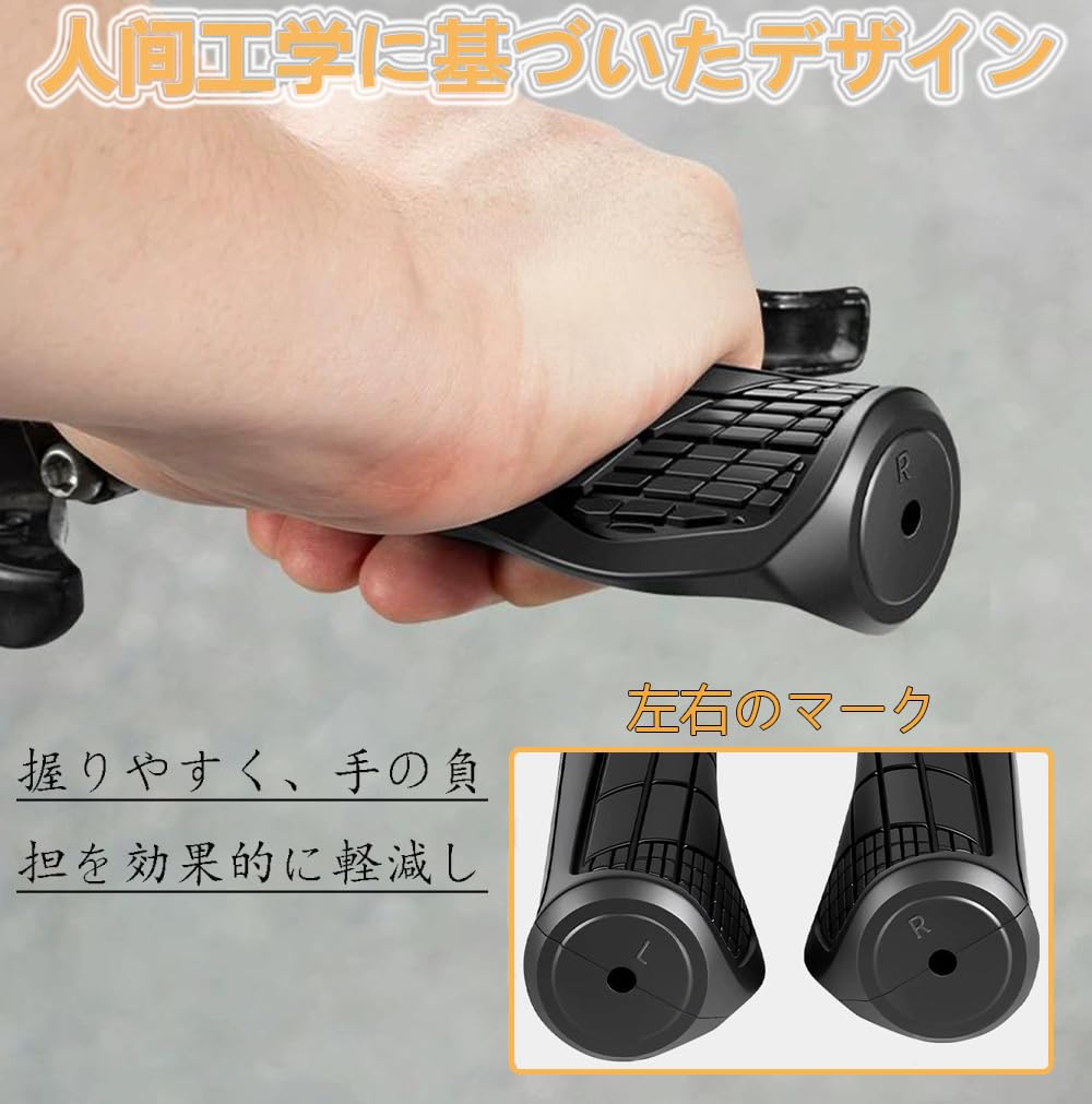 YFFSFDC Bicycle Grip Rubber Ergonomic Anti-Slip Shock Absorption Handle Left