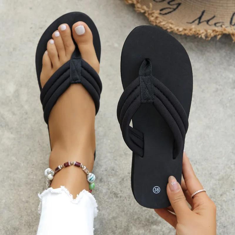 Fashion Shoes for Women Pinch Toe Women's Slippers Summer Rome Solid Light Comfortable Outdoor Casual Beach Flat Large Size Flip Flops