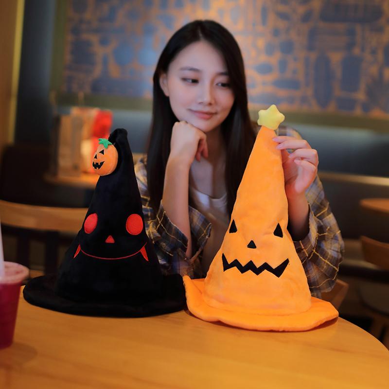 Fun Ideas Halloween Pumpkin Stuffed Hat Halloween Song Glow Demon Hat Stuffed Toy Holiday Gift for Boys and Girls Trick or Treat