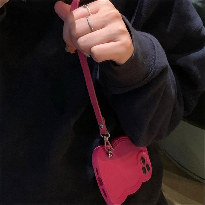 Stilvolle Wave Eage Leder Crossbody Lanyard Strap Handyhülle für iPhone 14 13 12 11 Pro Xs Max X Xr stoßfeste Soft Cover Funda