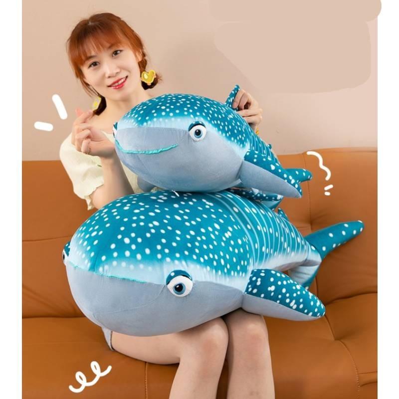Animal de Pelúcia Realista Tubarão Brinquedo Macio Boneca Baleia Azul Para Amantes do Oceano