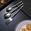 Creative 304 Stainless Steel Teaspoon Japanese Style Tableware Fruit Fork Hammer Pattern Design Dessert Spoon