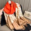 Korean Version of Spring and Autumn New Printed Silk Scarf Women's Summer Sunscreen Beach Scarf Silk Scarf Decorative Shawl with Simulated Silk Scarf