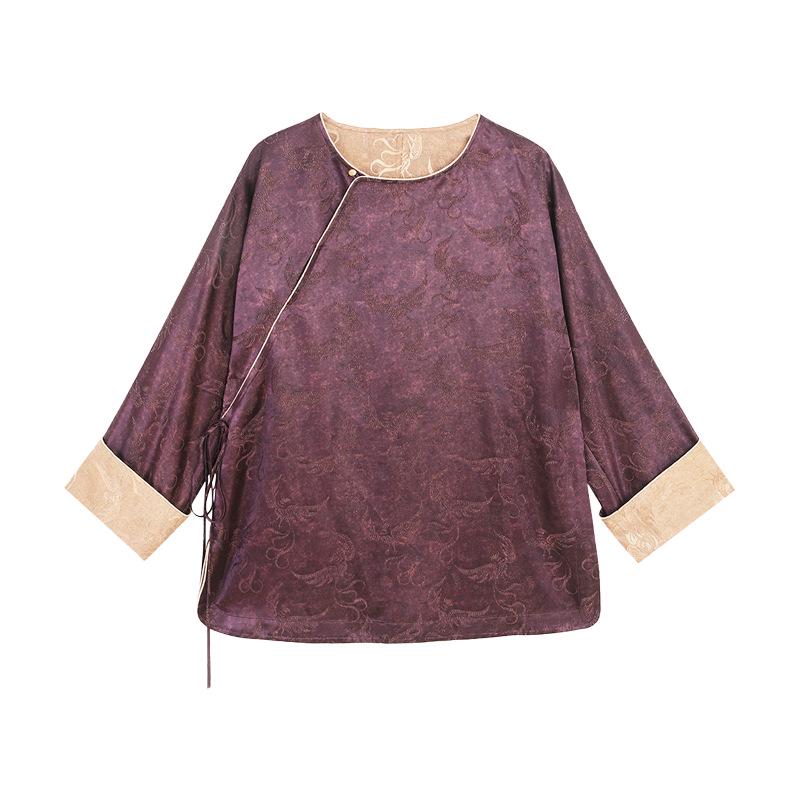 Phoenix Seeks Phoenix - Women's Silk Jacquard Long Sleeve Jacket: New Chinese Style for Spring & Autumn