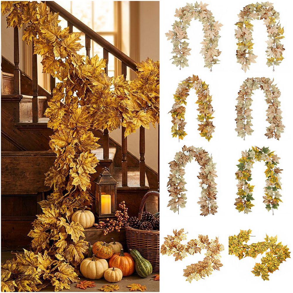 Autumn Artificial Mapple Leaves Garland Multicolor Fall Leaves Vine Festival Ornament