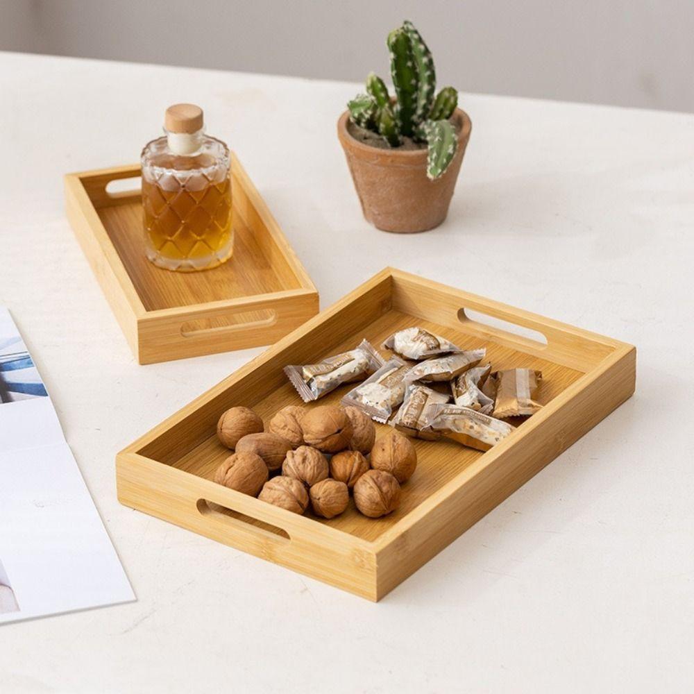 Walnut Color Food Storage Trays With Handle Dessert Pallet Decorate Tray Display Plate Bathroom
