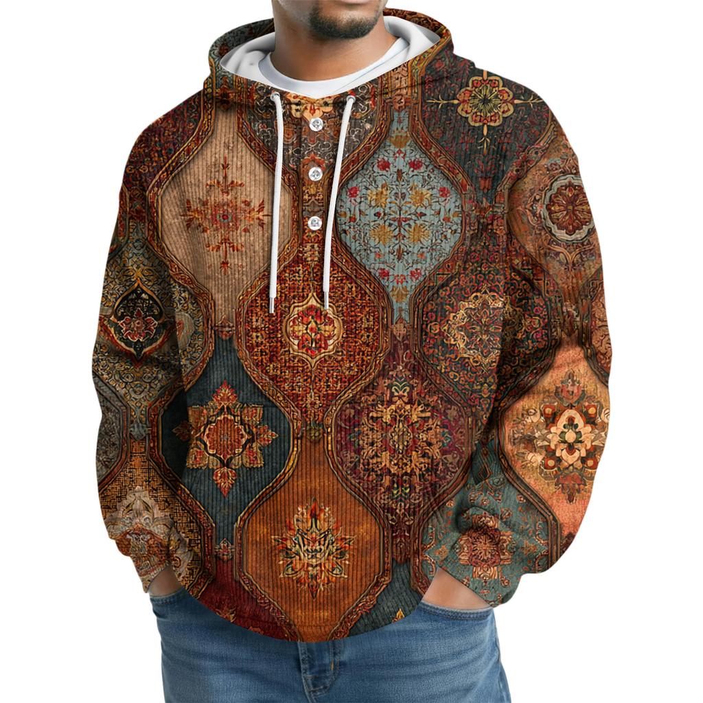 Pánská pletená mikina s kapucí, ležérní mikina s dlouhým rukávem