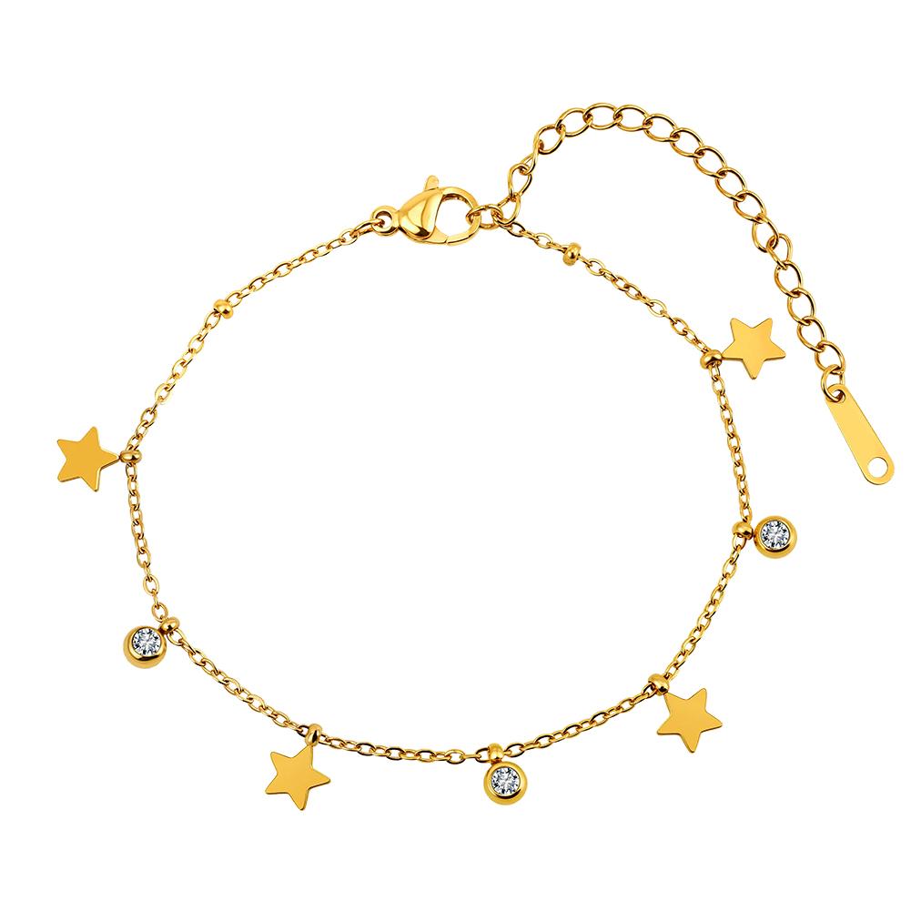 Braccialetto cavigliera sottile Effie Queen in acciaio inossidabile per gamba da donna Moda Estate Spiaggia Gioielli per Piede Cavigliere Minimaliste CZ Regalo