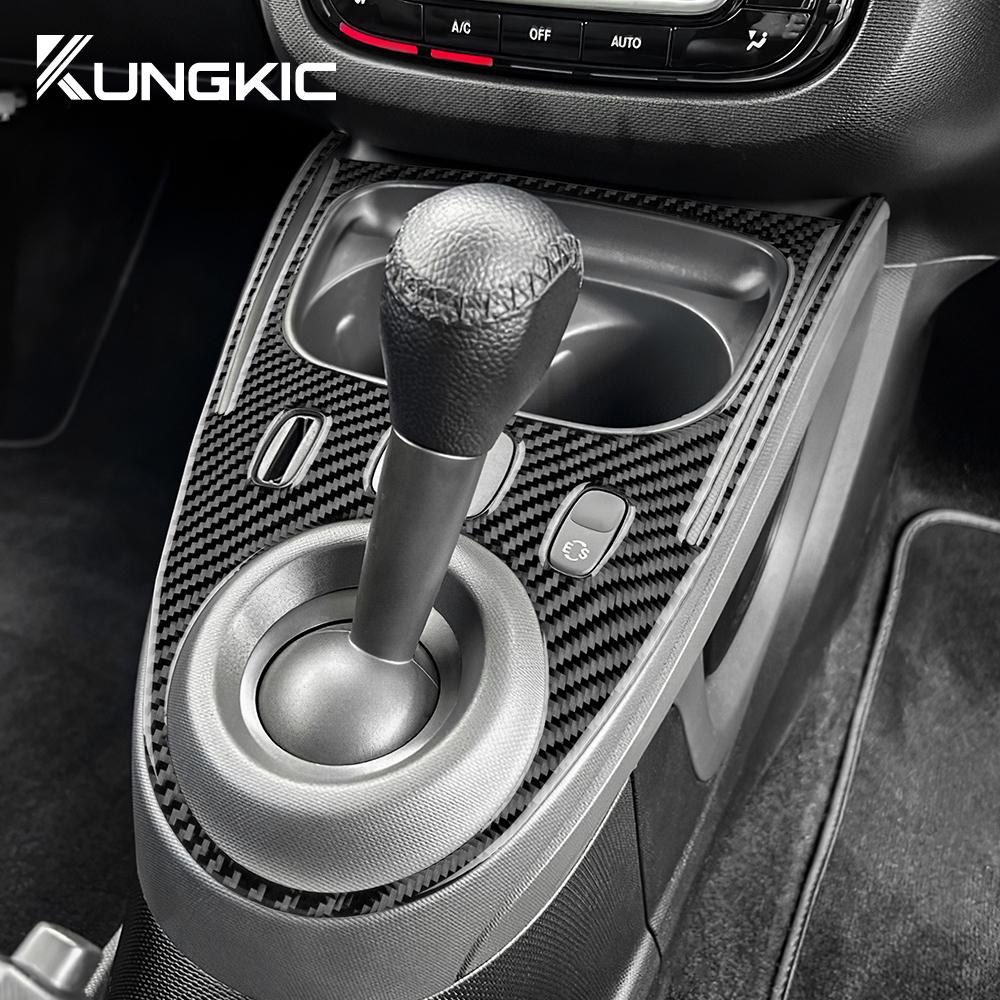 Real Soft Carbon Fiber for Mercedes Benz Smart 453 Fortwo/forfour 2016 2017 2018 2019 Car Gear Shift Panel Frame Trim Sticker