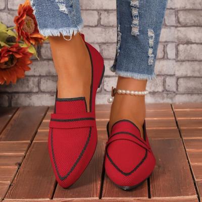 Fashion Women Flats New Popular Knitted Slip Breathable Comfortable Solid Color Shoes Casual Pointed Toe Walking Loafers Sneakers Women