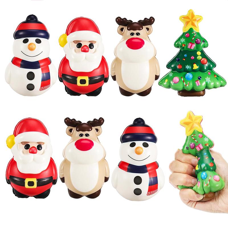 1/16 Stück Weihnachts-Stressball Sensorisches Spielzeug Weihnachtsmann Schneemann Quetschies Spielzeug Langsam Rückprall Knetspielzeug Weihnachtsgeschenke Für Kinder