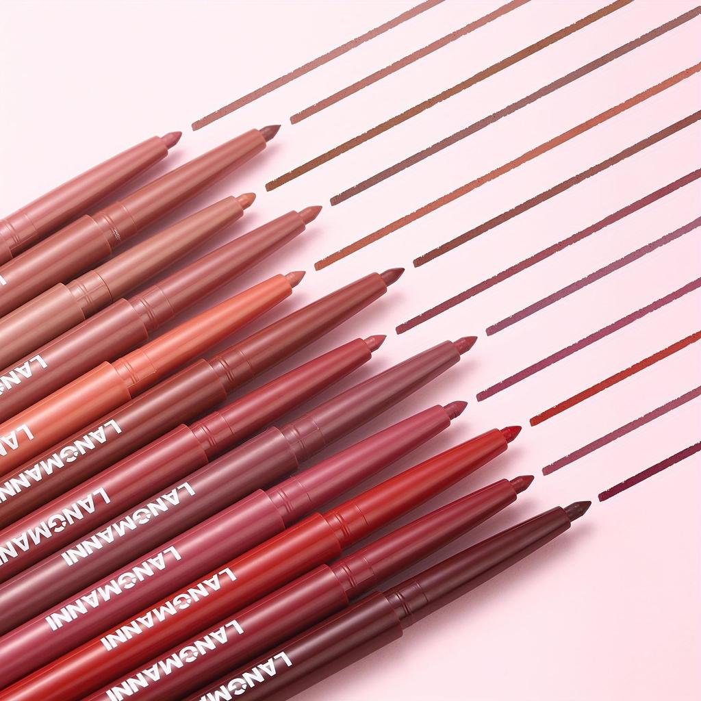 12set Lip Liner & Lipstick Set, Matte Effect and Moisturizing, Soft and Silky Touch, Create Full Lips, Waterproof Formula.