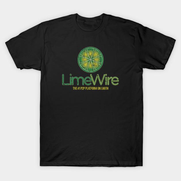 

Men Black Print T-shirt Limewire P2P 2000 No-Cut Transfer Paper Print Cotton Tshirt L чорний