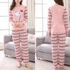 2Pcs/Set Women Long Sleeve Sleepwear Cartoon Anima Pajama Set Long Sleeve Tops Long Pants Casual Sleep Lounge Nightwear