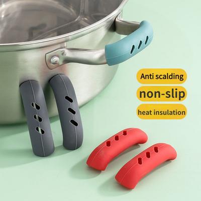 1 Pair of Silicone Handles, Anti-scalding, Anti-slip Silicone Pot Cover, Heat Insulation Handle Cover, Kitchen Accessories